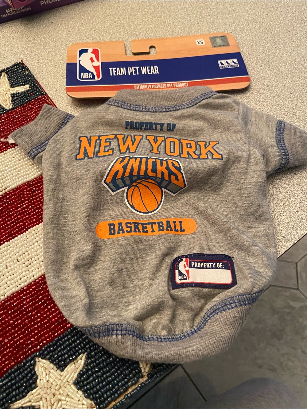 NBA New York Knicks Gray and Orange Pet Tee